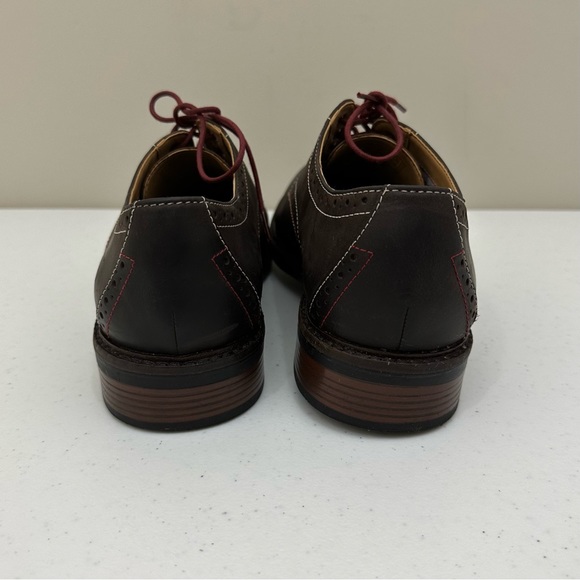 SALE! Men’s Bostonian Lace Up Brown Oxford Dress Shoes Size 9.5 w Maroon Laces - Picture 8 of 16